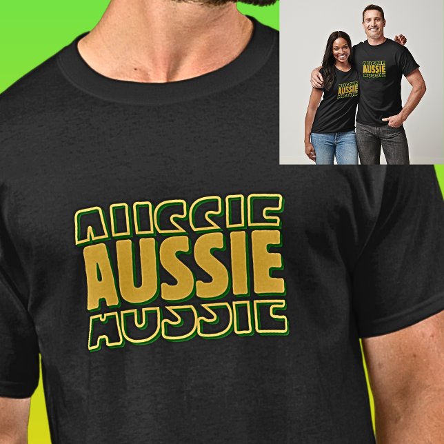 Camiseta Tipografía de palabras de AUSSIE sobre la oscurida (Subido por el creador)
