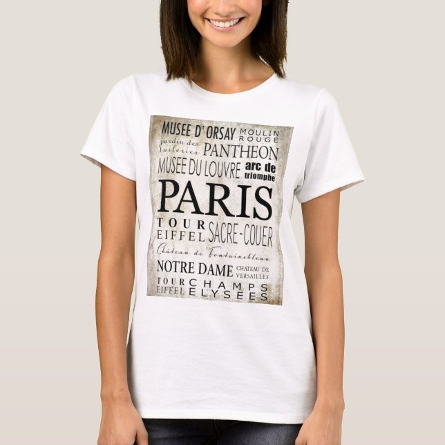 Camiseta Tipografía de París - Estilo del metro (Anverso)