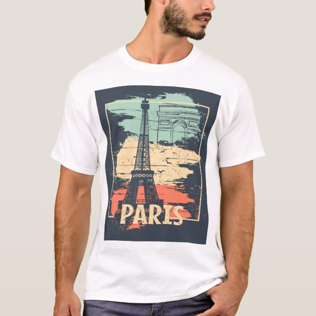 Camiseta Tipografía de París: poster abstracto de Eiffel. (Anverso)