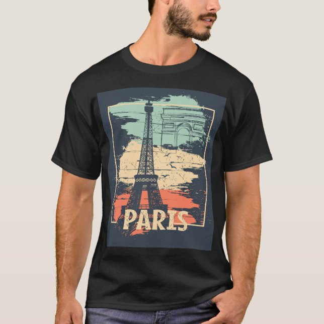 Camiseta Tipografía de París: poster abstracto de Eiffel. (Anverso)