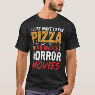 Camiseta Tipografía de Pizza de Halloween y Películas de Te