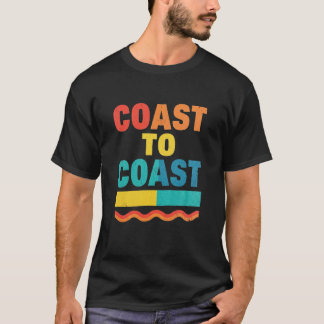 Camiseta Tipografía de puesta de sol retro de costa a costa