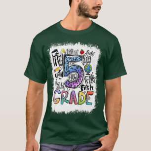 Camiseta Tipografía de quinto grado blanqueada de nuevo a