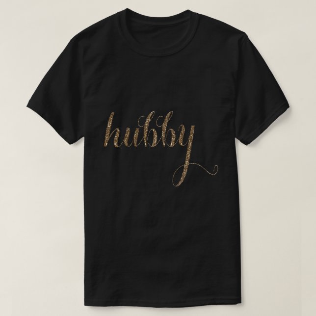 Camiseta Tipografía de Relieve metalizado dorado boda HUBBY (Diseño del anverso)
