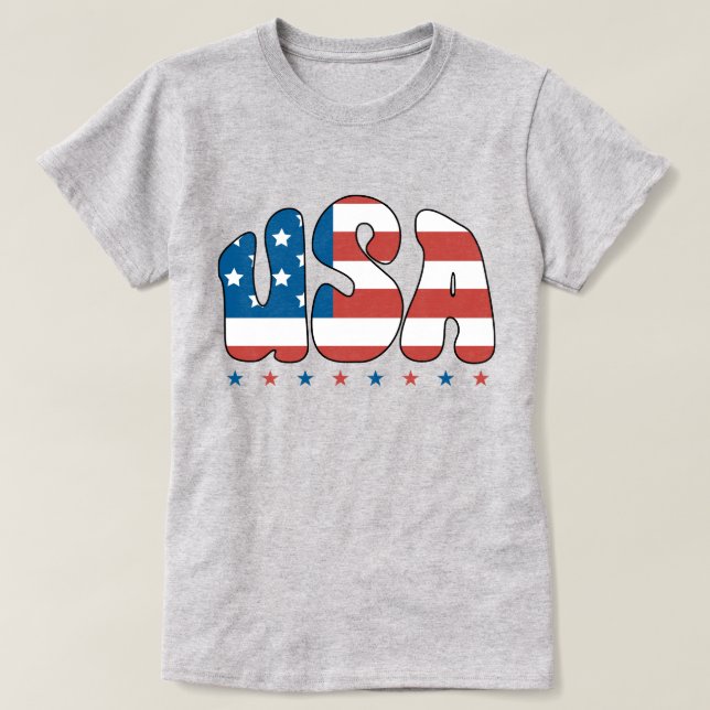 Camiseta Tipografía de Retro Bubble USA (Diseño del anverso)