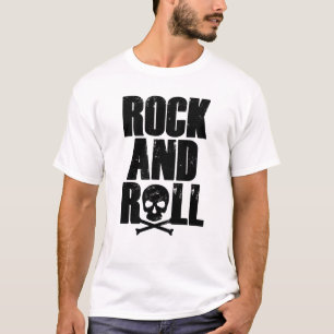 Camiseta Tipografía de Rock and Roll con calavera
