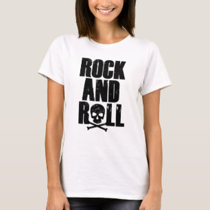 Camiseta Tipografía de Rock and Roll con calavera