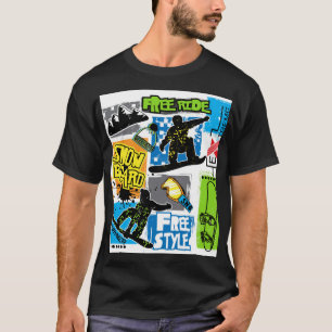 Camiseta Tipografía de snowboard: Fondo del niño extremo.