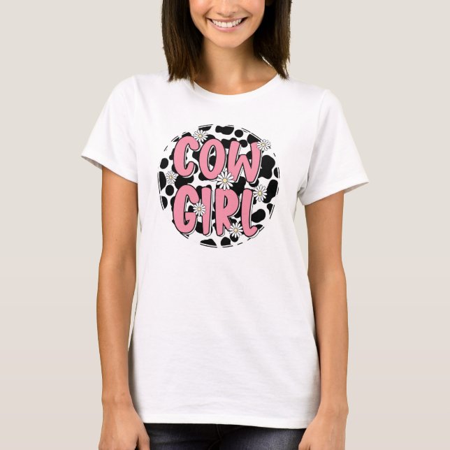 Camiseta Tipografía de vaca rosa (Anverso)