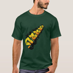Camiseta Tipografía de Verano Tropical Retro con Palmeras