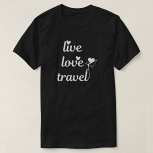 Camiseta Tipografía de Vivir Amar Viajar, Avión de Papel, S