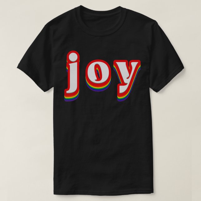 Camiseta Tipografía del arco iris retro de alegría (Diseño del anverso)