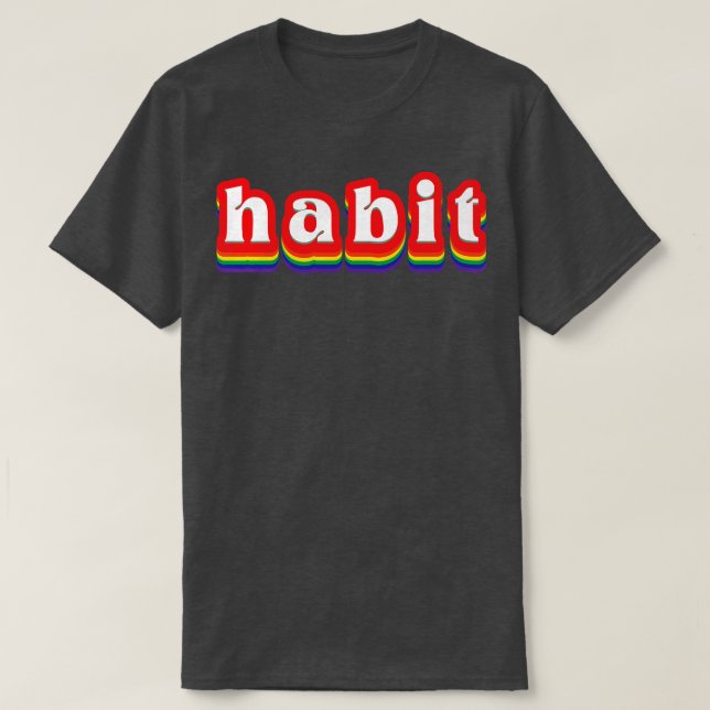 Camiseta Tipografía del arcoiris retro del hábito (Diseño del anverso)