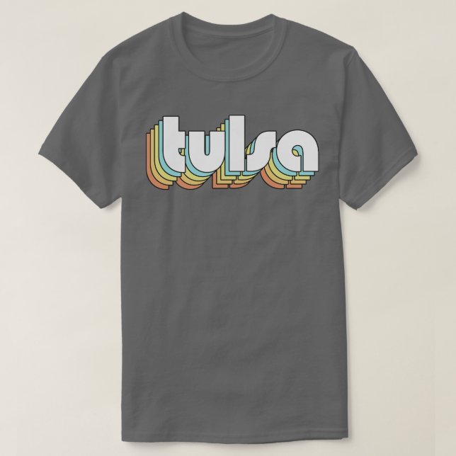 Camiseta Tipografía del arcoiris retro Tulsa Estilo 2 (Diseño del anverso)
