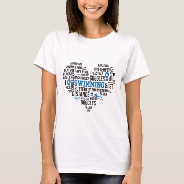 Camiseta Tipografía del arte de la palabra natación (Anverso)