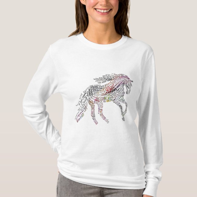 Camiseta Tipografía del caballo del arco iris (Anverso)