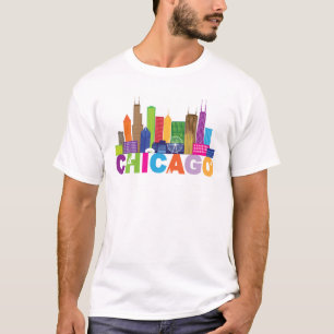 Camiseta Tipografía del horizonte de la ciudad de Chicago