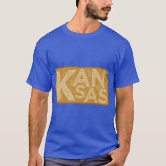 Camiseta Tipografía del mapa de Kansas marrón