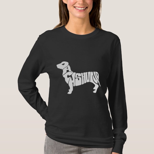 Camiseta Tipografía divertida de perro de Dachshund (Anverso)