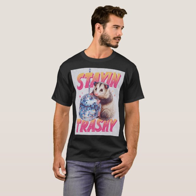 Camiseta Tipografía divertida de zarigüeya disco (Anverso completo)