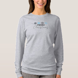 Camiseta Tipografía Feliz Navidad, Copos de nieve, Simple