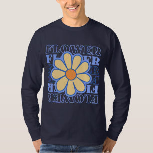 Camiseta tipografía floral azul retro amante de las flores
