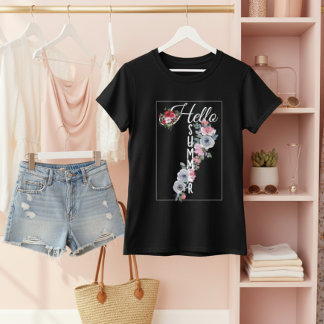 Camiseta Tipografía floral de acuarela personalizada Hola v