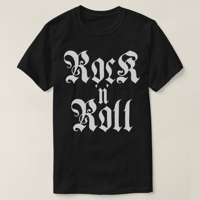 Camiseta tipografía gótica rock n roll (Diseño del anverso)