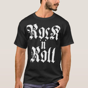 Camiseta tipografía gótica rock n roll