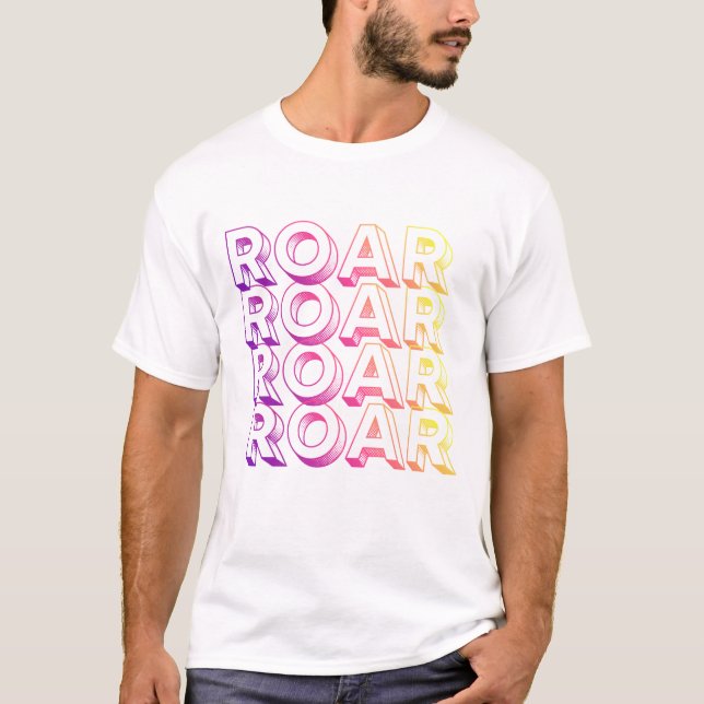 Camiseta Tipografía Gradiente Vibrante ROAR Moderna Unisex  (Anverso)