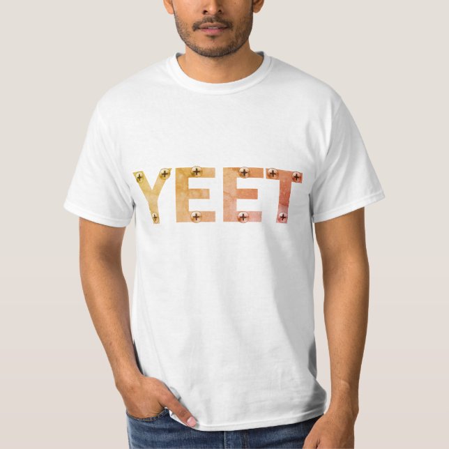 Camiseta Tipografía Gris Industrial YEET (Anverso)