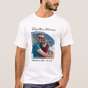 Camiseta Tipografía Juntos Para Siempre Pareja Foto Nombre