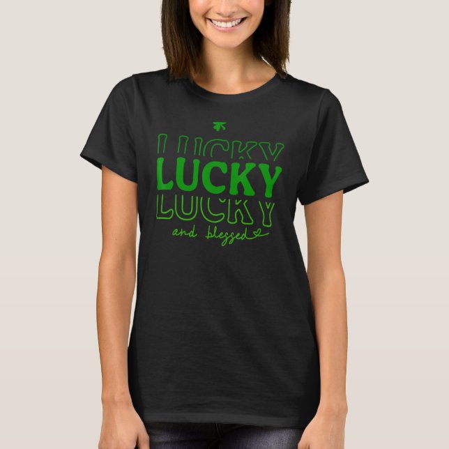 Camiseta Tipografía Lucky And Blessed Stacking St Patrick (Anverso)