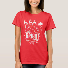 Camiseta Tipografía "Merry and Bright" de Navidades elegant