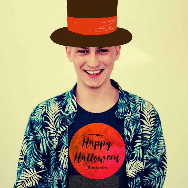 Camiseta Tipografía moderna Naranja negro Luna Halloween ho (Subido por el creador)