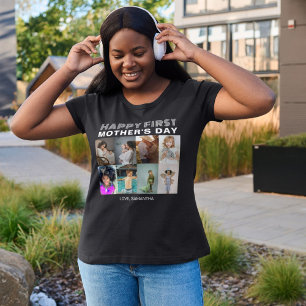 Camiseta Tipografía moderna Primer Collage de fotos materno