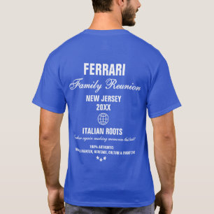 Camiseta Tipografía moderna Reunión familiar Azul real