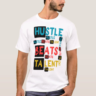 Camiseta Tipografía Motivacional Hustle Beats Talent 