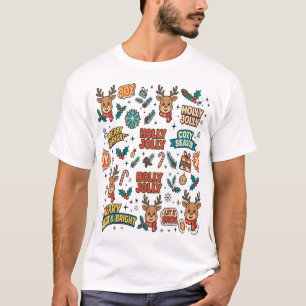 Camiseta Tipografía Navideña Holly Jolly con Reno