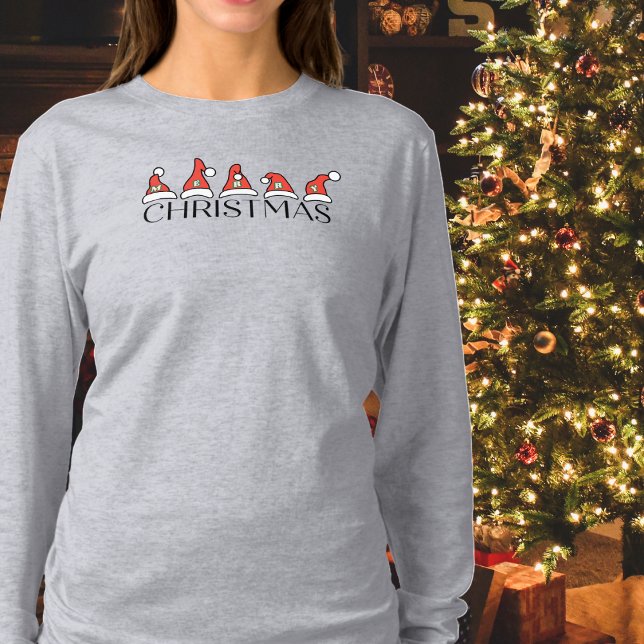 Camiseta Tipografía navideña, sombreros de Papá Noel, simpl (Subido por el creador)