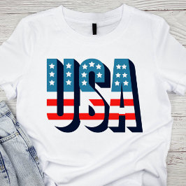 Camiseta Tipografía negrita de bandera de los Estados Unido