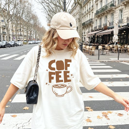 Camiseta Tipografía Negrita Retro Doodle Amor Café