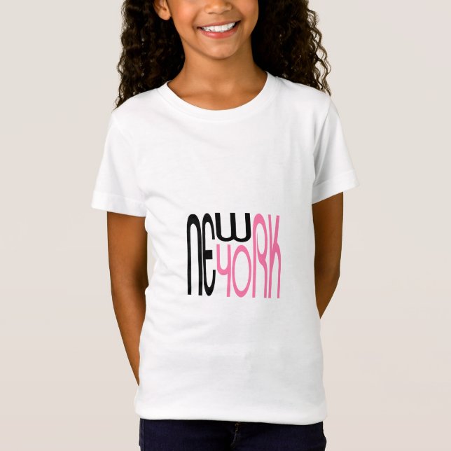 Camiseta Tipografía neoyorquina rosa negro (Anverso)