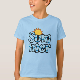Camiseta Tipografía ondulada de verano tropical