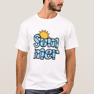 Camiseta Tipografía ondulada de verano tropical
