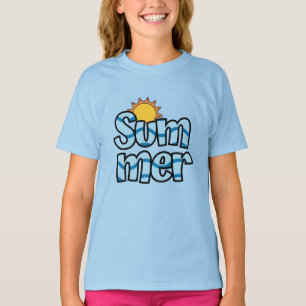 Camiseta Tipografía ondulada de verano tropical