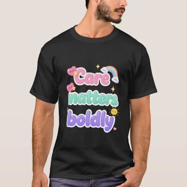 Camiseta Tipografía Pastel Care Matters (Anverso)