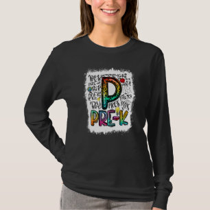 Camiseta Típografía preescolar blanqueada Profesora de pree