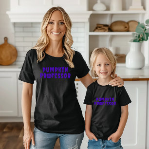 Camiseta Tipografía púrpura del profesor de calabaza