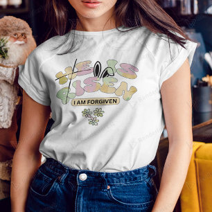 Camiseta Tipografía Religiosa de Pascua con Patrón Pastel